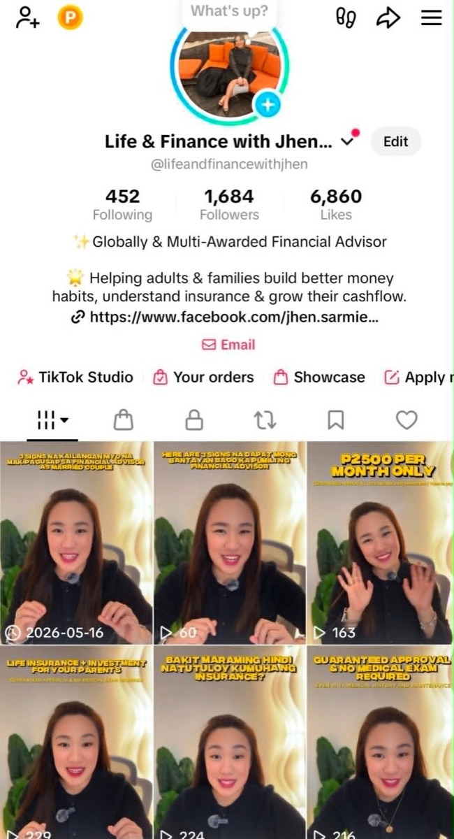 TikTok profile Life and Finance with Jhen